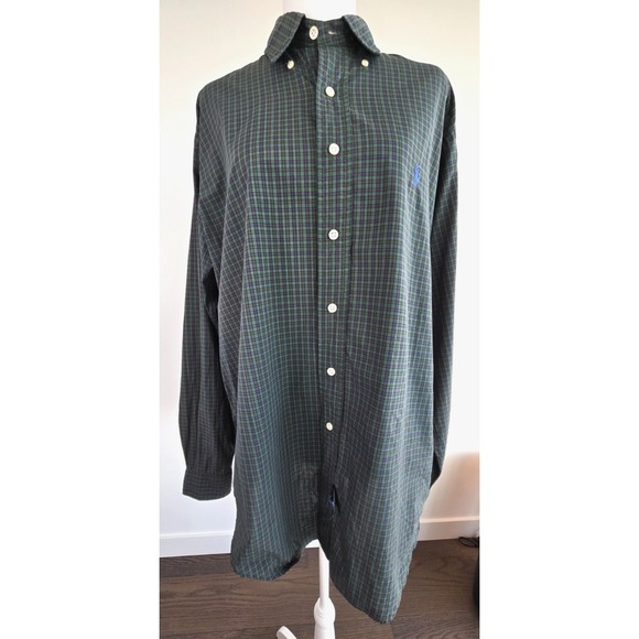 Polo Ralph Lauren Other - Vintage Polo Ralph Lauren Green Checker Plaid Button Up Shirt M Sz L Y2K Preppy